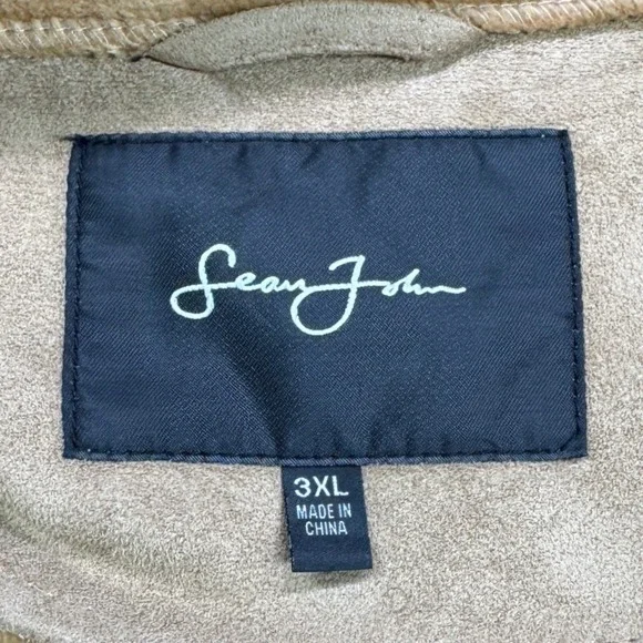Sean John Faux Suede Bomber Jacket Mens 3XL Tan Full Zip Hip Hop Streetwear